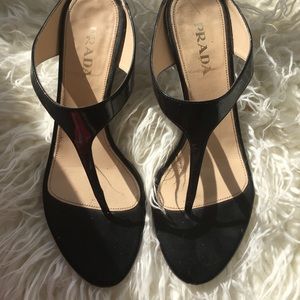 Prada patent wedges
